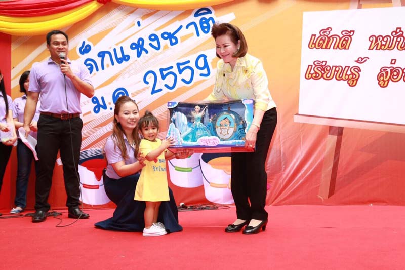 061 นายกสมาคมภริยาฯ เป็นประธานจัดงานวันเด็กของ สป. ที่ศูนย์ประชาชื่น และแจ้งวัฒนะ พร้อมทั้งให้ข้อคิดแก่ผู้ปกครองและเด็กที่มาร่วมงาน “เกิดที่พ่อ ก่อที่แม่ แก่ที่ลูก ลูกคือผลผลิตที่พ่อแม่อบรมสั่งสอนมา ให้ผู้ปกครองดูแลลูกให้ดี เพราะอนาคตของชาติฝากไว้กับเด็กๆ" วันเสาร์ที่ ๙ มกราคม ๒๕๕๙