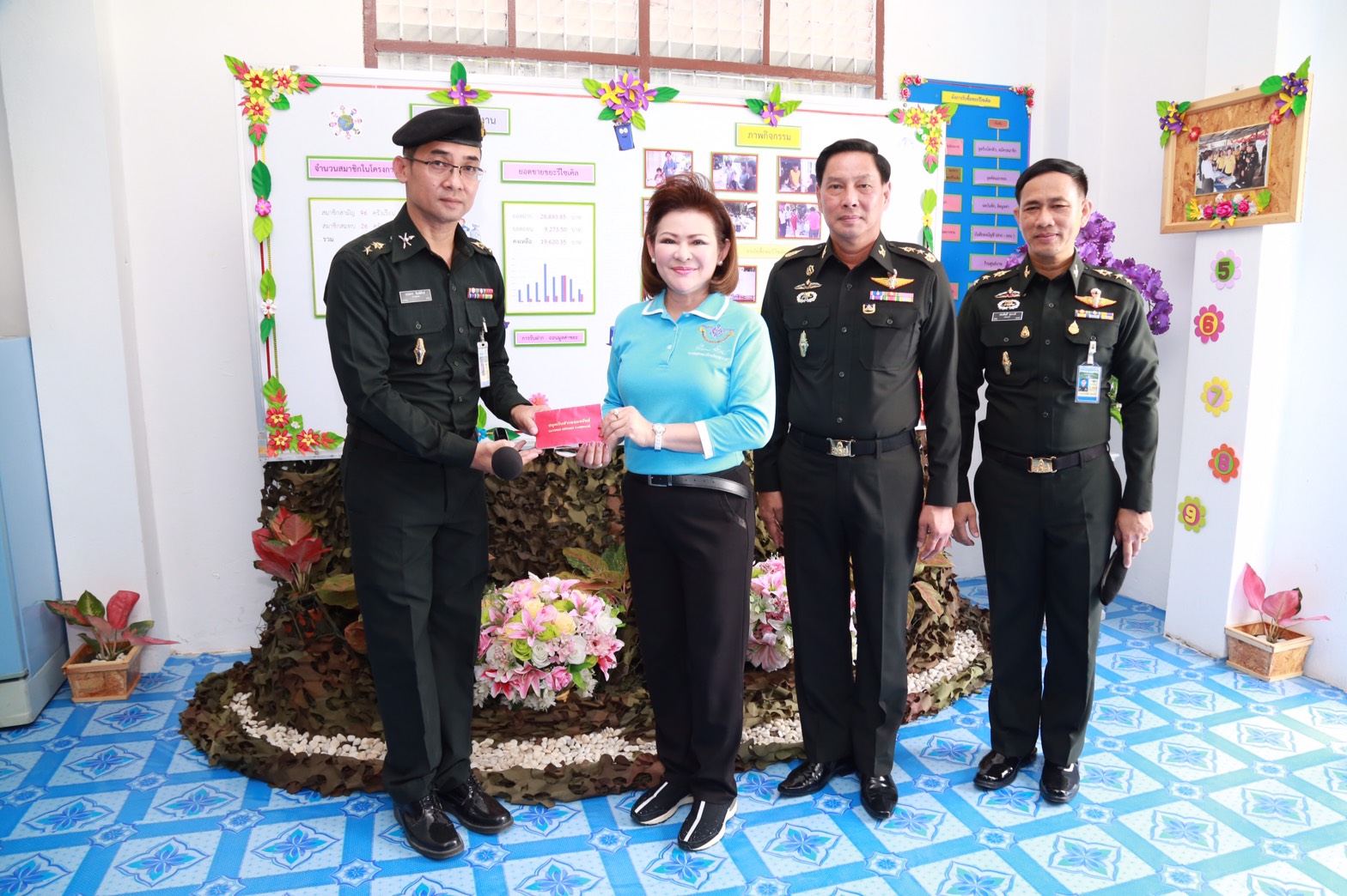 146 นายกสมาคมภริยาฯ นำคณะกรรมการสมาคมภริยาฯ ตรวจเยี่ยมโครงการรวมพลคนรักบ้านร้านศูนย์บาท ของ ศูนย์อำนวยการสร้างอาวุธ จังหวัดลพบุรี