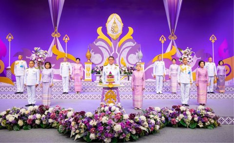 ๗๕ การบันทึกเทปโทรทัศน์อาเศียรวาทถวายพระพรชัยมงคล เนื่องในโอกาสมหามงคลเฉลิมพระชนมพรรษาสมเด็จพระนา...